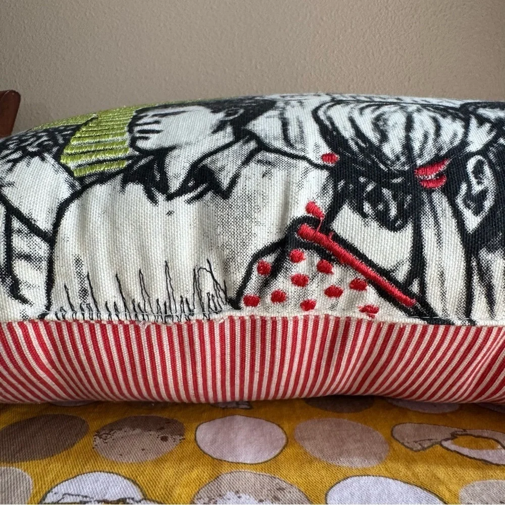 Embroidered Crowd sketch small pillow